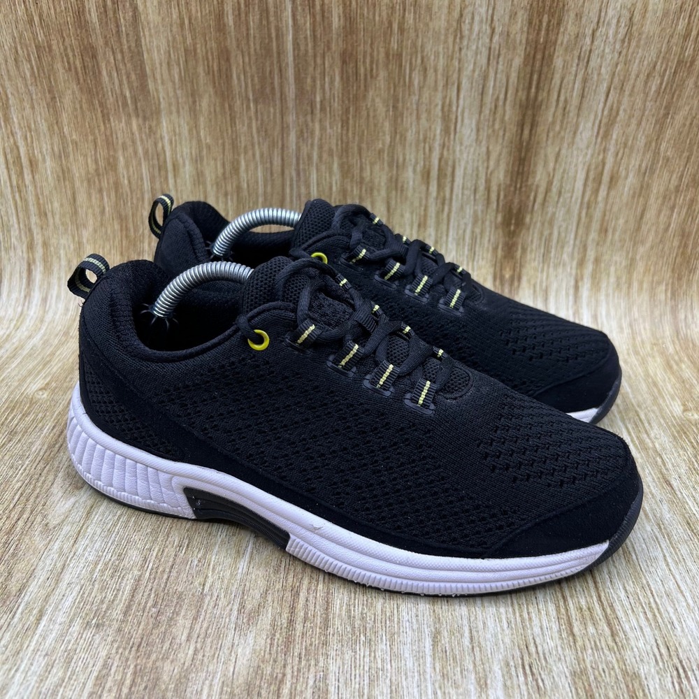 Orthofeet Coral Sneakers Women's Size 7 B Black Lime Comfort Walking Shoes 981